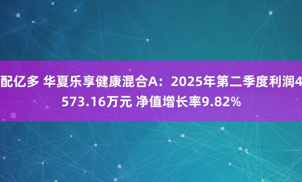 配亿多 华夏乐享健康混合A：2025年第二季度利润4573.16万元 净值增长率9.82%