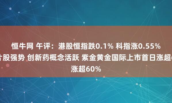 恒牛网 午评：港股恒指跌0.1% 科指涨0.55% 芯片股强势 创新药概念活跃 紫金黄金国际上市首日涨超60%