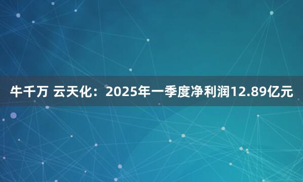 牛千万 云天化：2025年一季度净利润12.89亿元